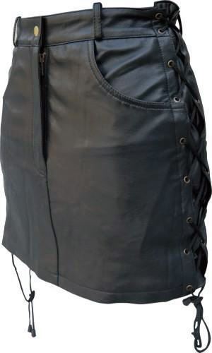 Ladies SOLID LEATHER skirt with side laces Lambskin Ladies SOLID LEATHER skirt with side laces Lambskin