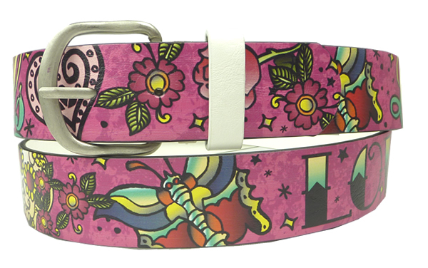 Biker Lady Rider Pink Love Kills Tattoo Leather Belt