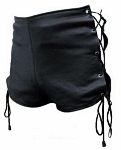 Ladies Leather shorts with side laces Lambskin Ladies Leather shorts with side laces Lambskin