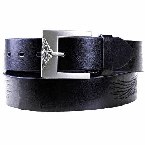 Black Leather Eagle Jean Belt