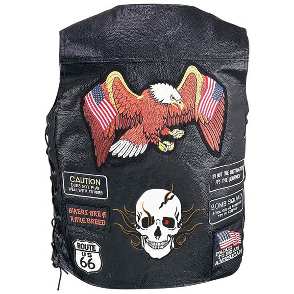 Buffalo Leather Biker Vest with 23 Patches 1
