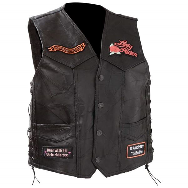 Ladies rock design genuine leather vest Ladies rock design genuine leather vest