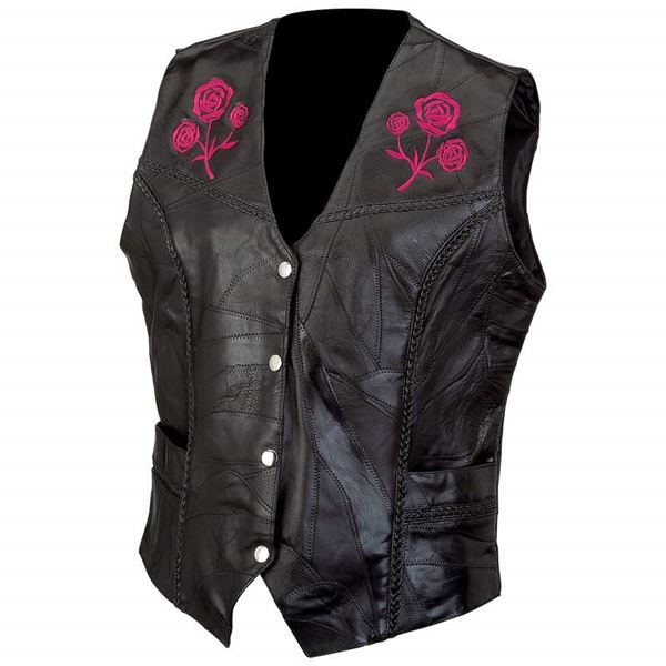 Ladies genuine buffalo leather rock design vest