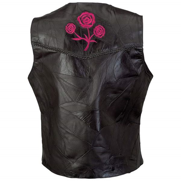 Ladies genuine buffalo leather rock design vest 1