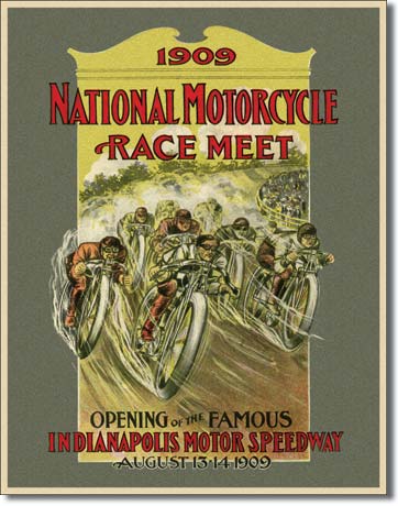 1909 National Motorcycle Race Meet Tin Sign