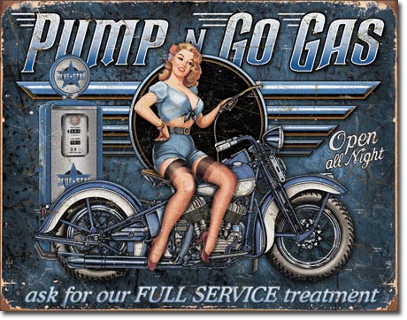 Tin Sign Pump n Go Gas - Open All Night Tin Sign Pump n Go Gas - Open All Night