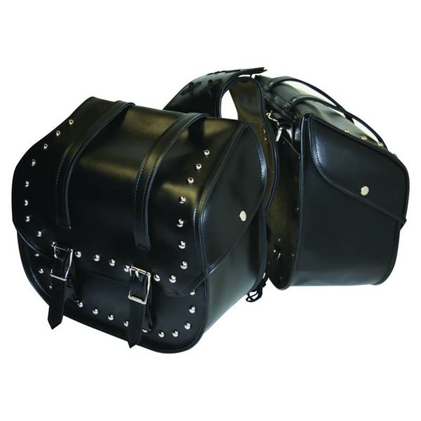 2pc Heavy-Duty Waterproof PVC Studded Motorcycle Saddle Bag Set