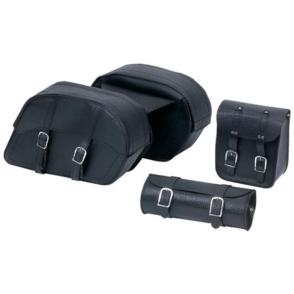 4pc Genuine Cowhide Leather Buckle Motorcycle Luggage Set