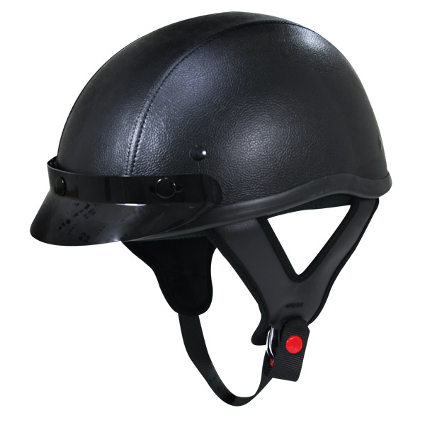 Dark Rider Black-Leather 3-Snap Visor Half Helmet Dark Rider Black-Leather 3-Snap Visor Half Helmet