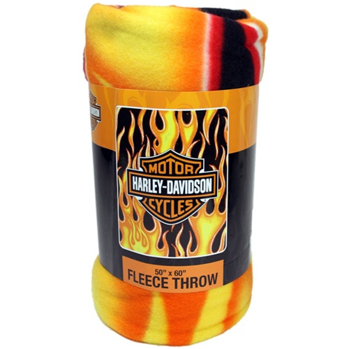Licensed Harley Davidson Fleece Blanket 3D Flames