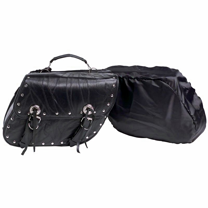 2pc Buffalo Leather Motorcycle Saddle Bag Set
