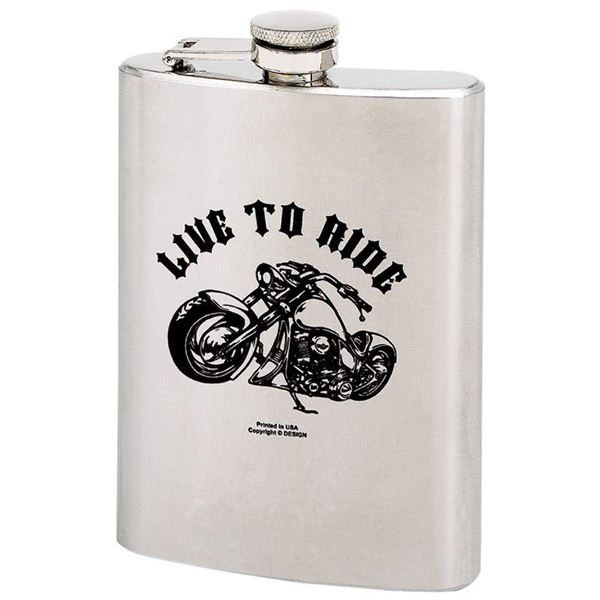 LIVE TO RIDE 8oz Stainless Steel Hip Flask